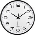 Battery Operated Modern Black Wall Clock — 13" — White