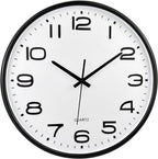 Battery Operated Modern Black Wall Clock — 13" — White