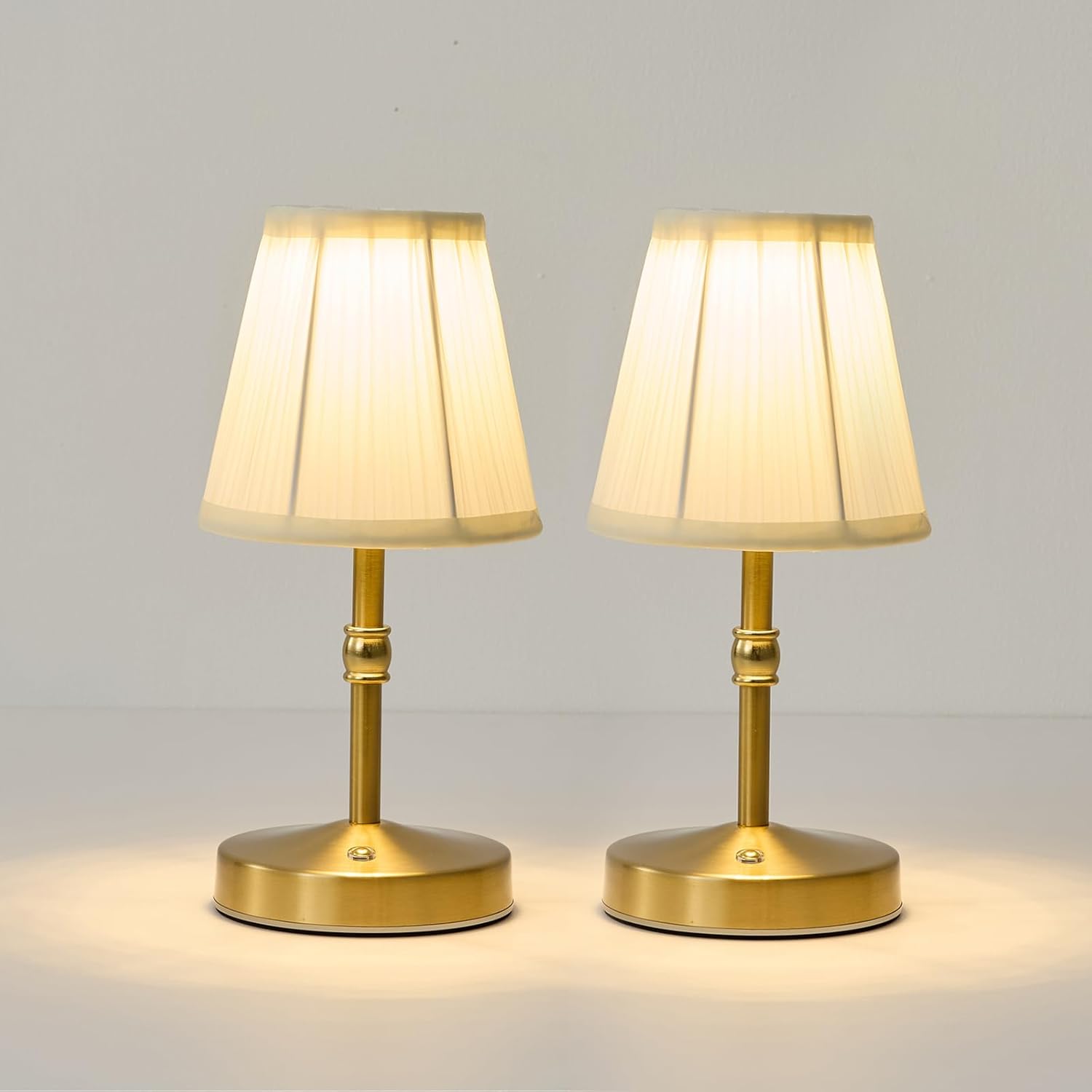 Cordless Luxe Black Table Lamp — 8" — Gold-9.8 inch-2pack