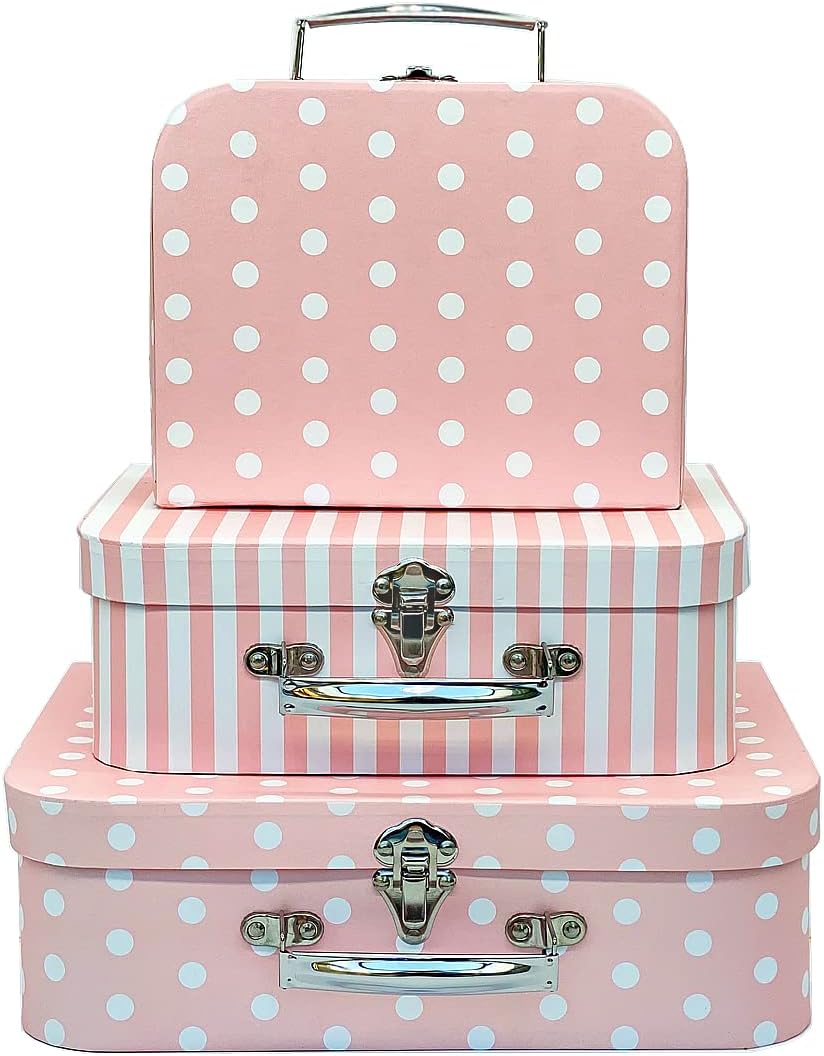 Vintage Black Storage Basket — Pink Dots and Strips