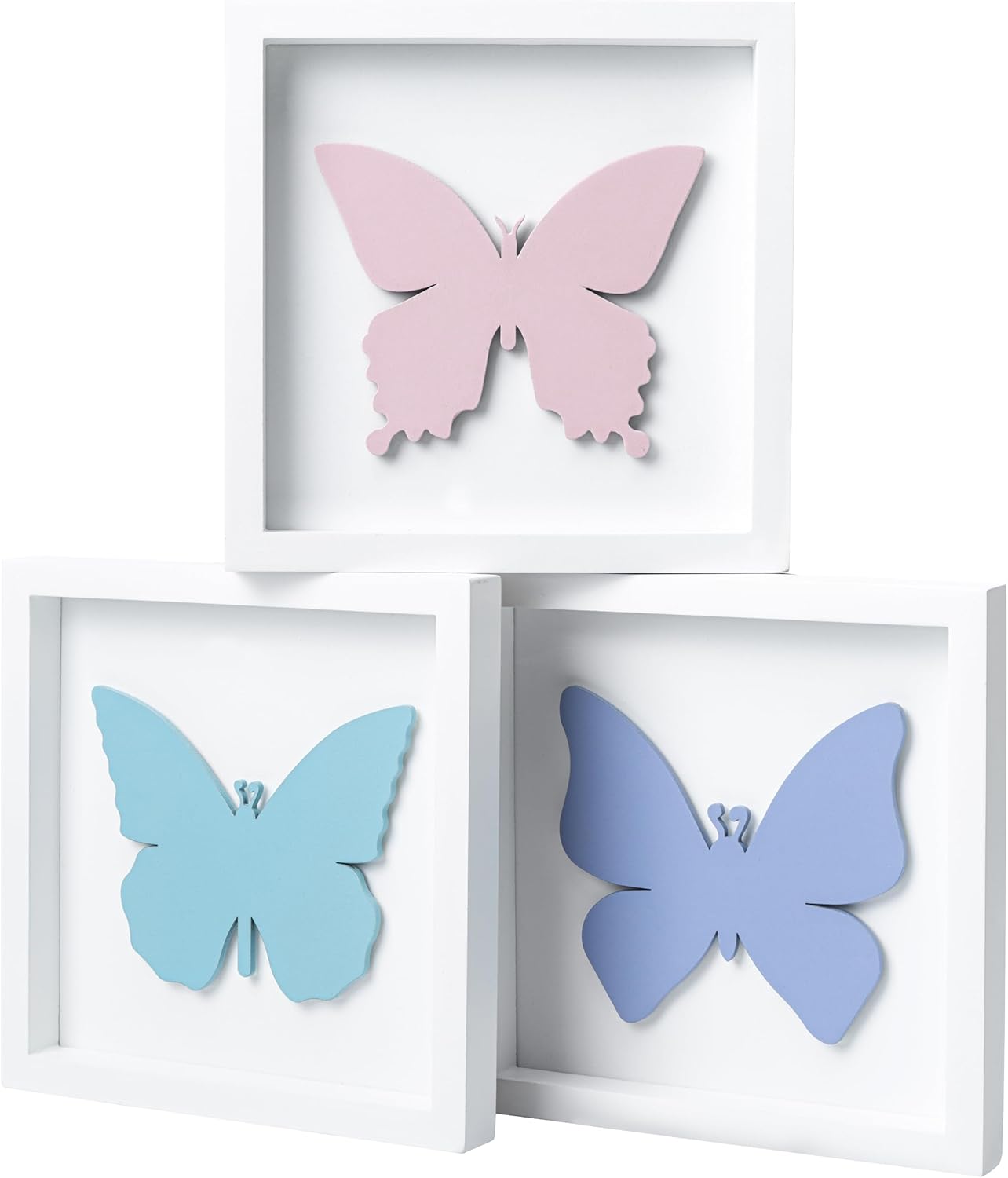 Framed Wood Wall Decor — Set of 3 — Butterflies