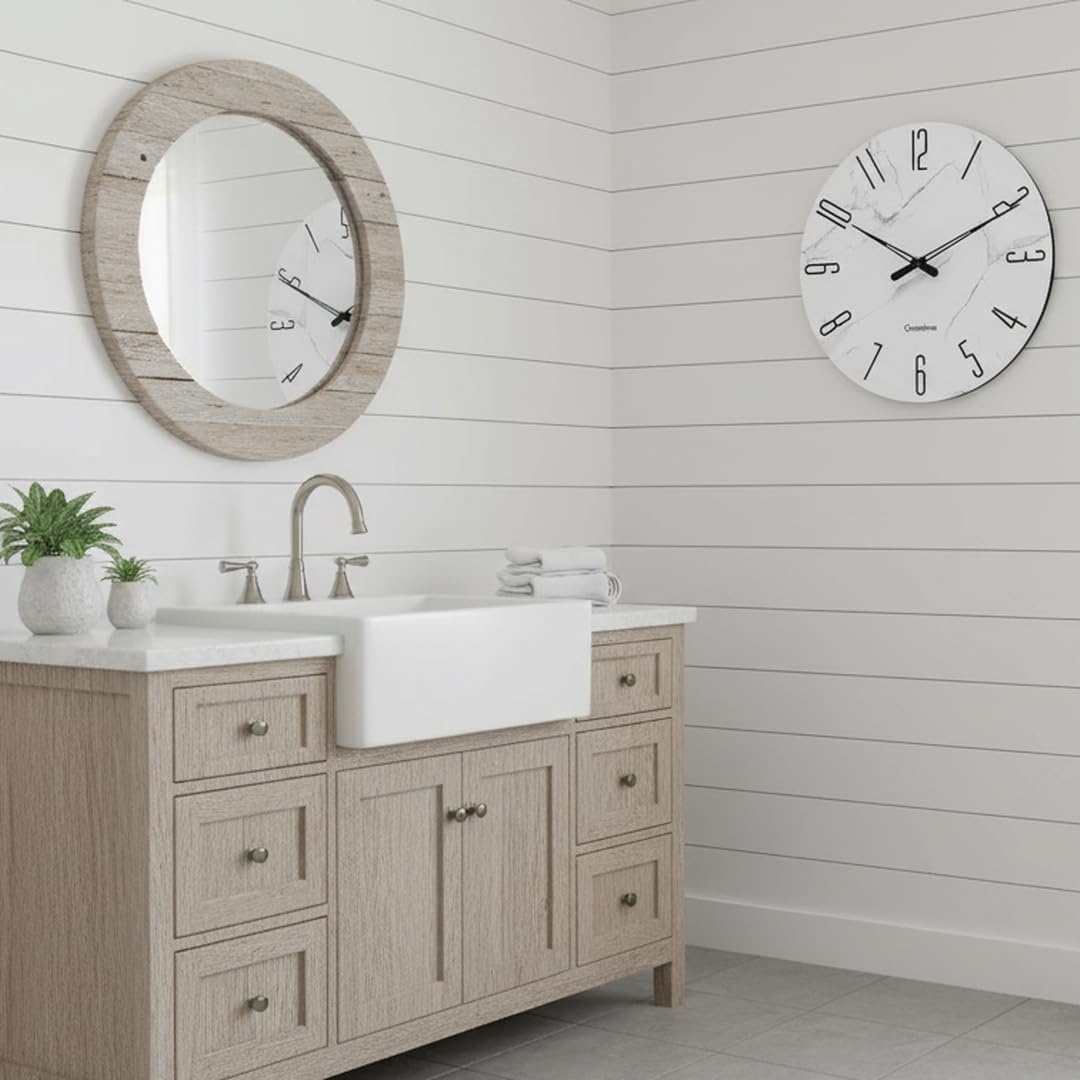 Battery Operated Luxe White Wall Clock — 12" - View 4