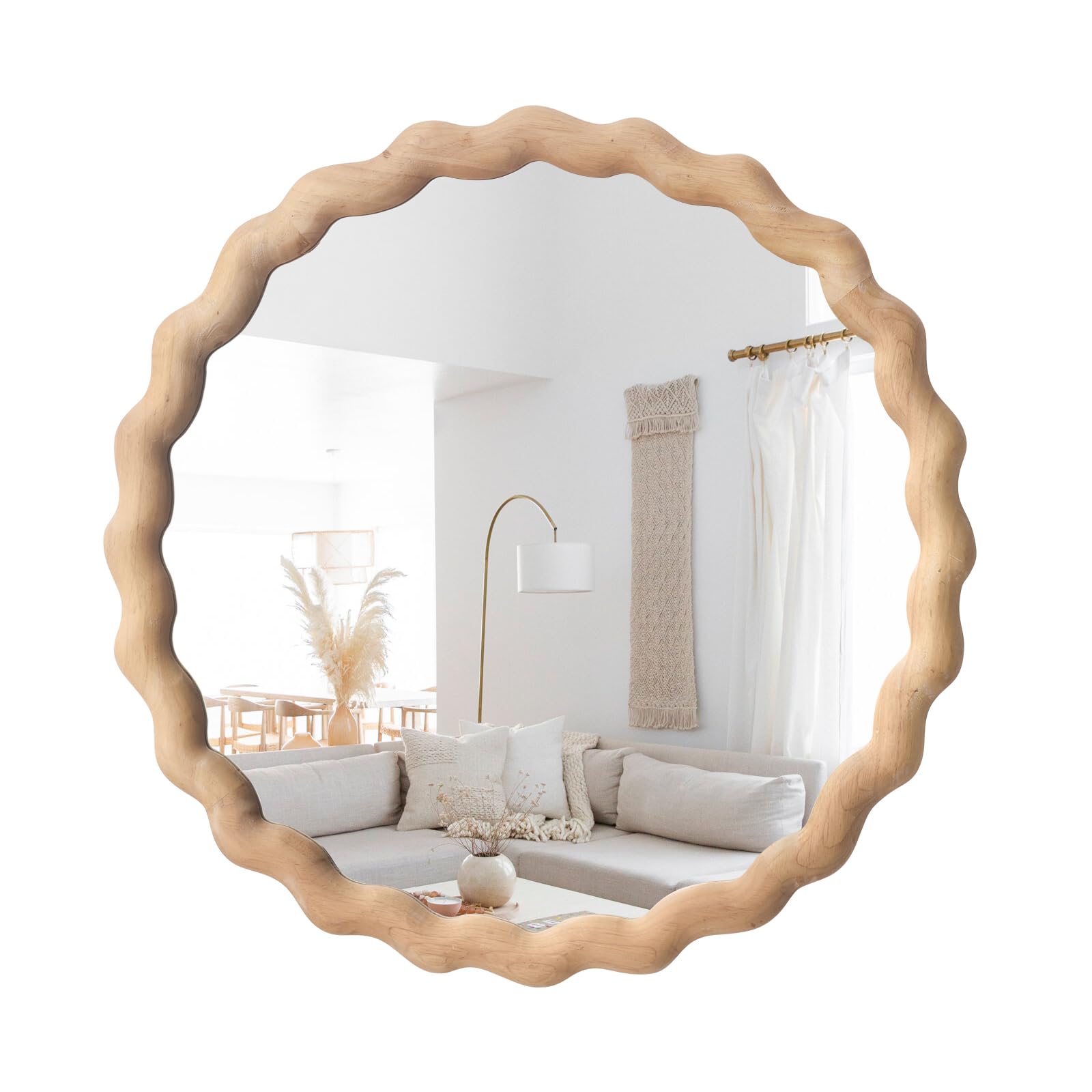 Round Farmhouse Brown Wall Mirror — 24"