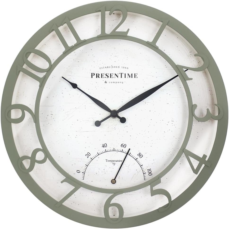 Farmhouse Gold Wall Clock — 13" — Olive/Sage Green