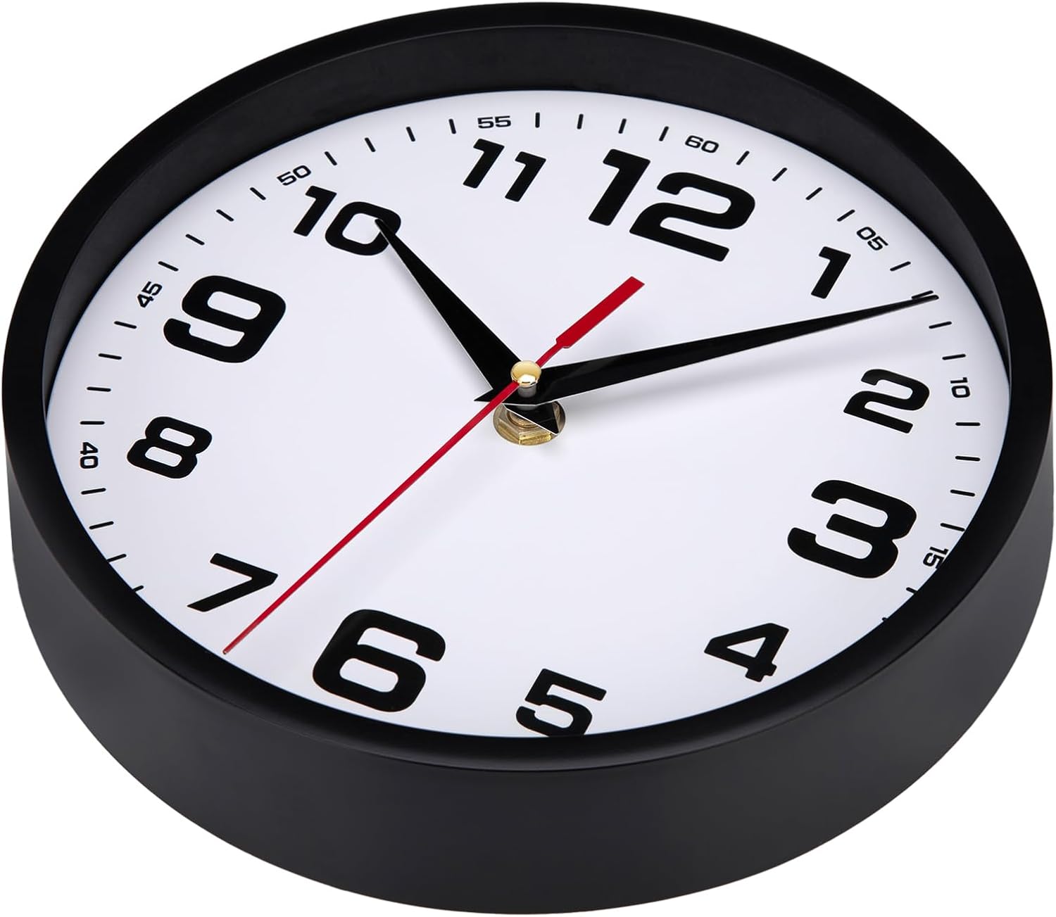 Battery Operated Modern Black Wall Clock — 10" - View 4