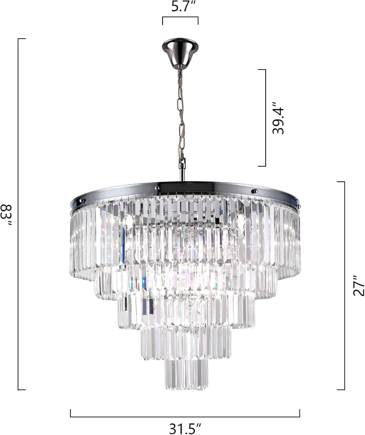 Adjustable Luxe Glass Chandelier - View 5