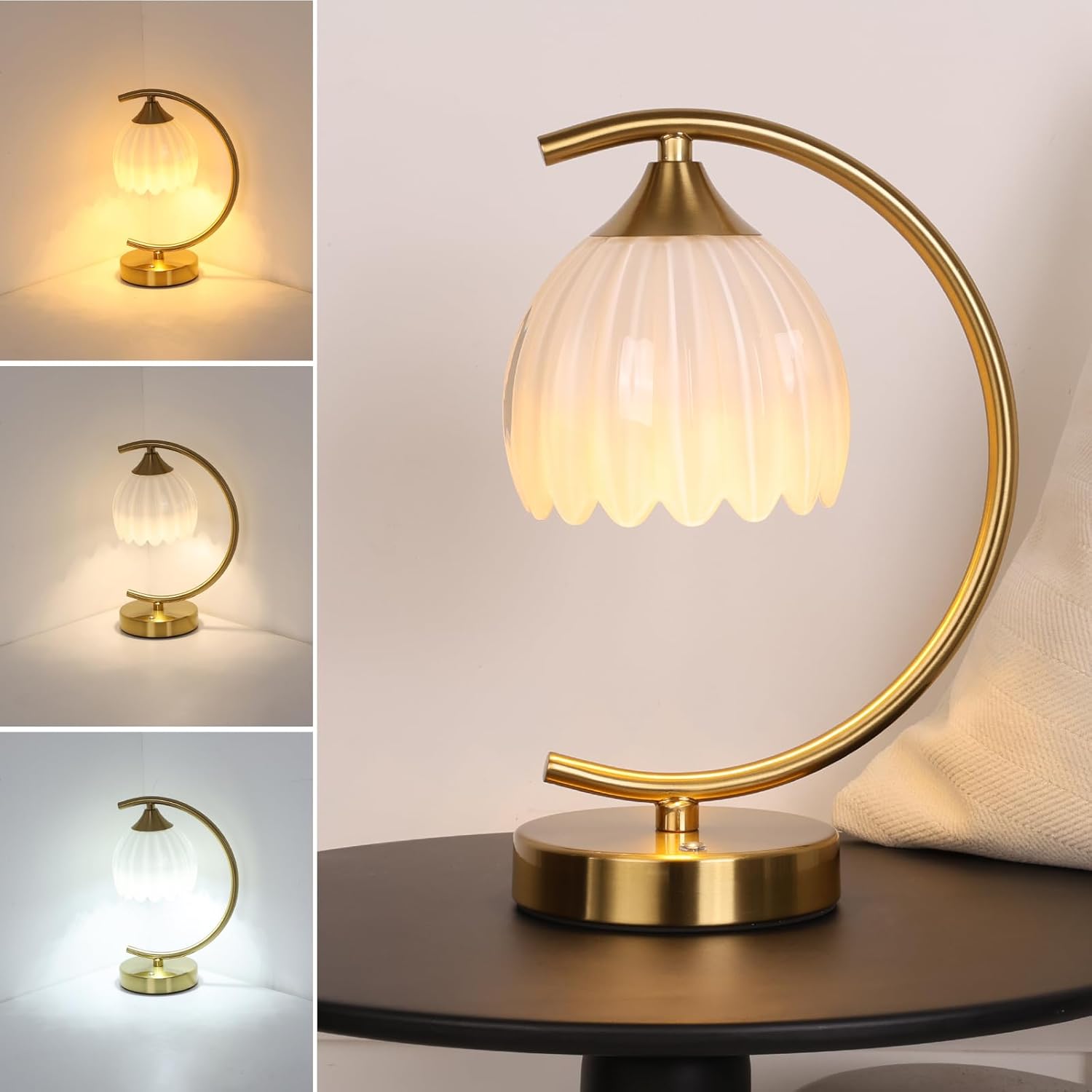 Cordless Green Table Lamp — White-Clear Bulb