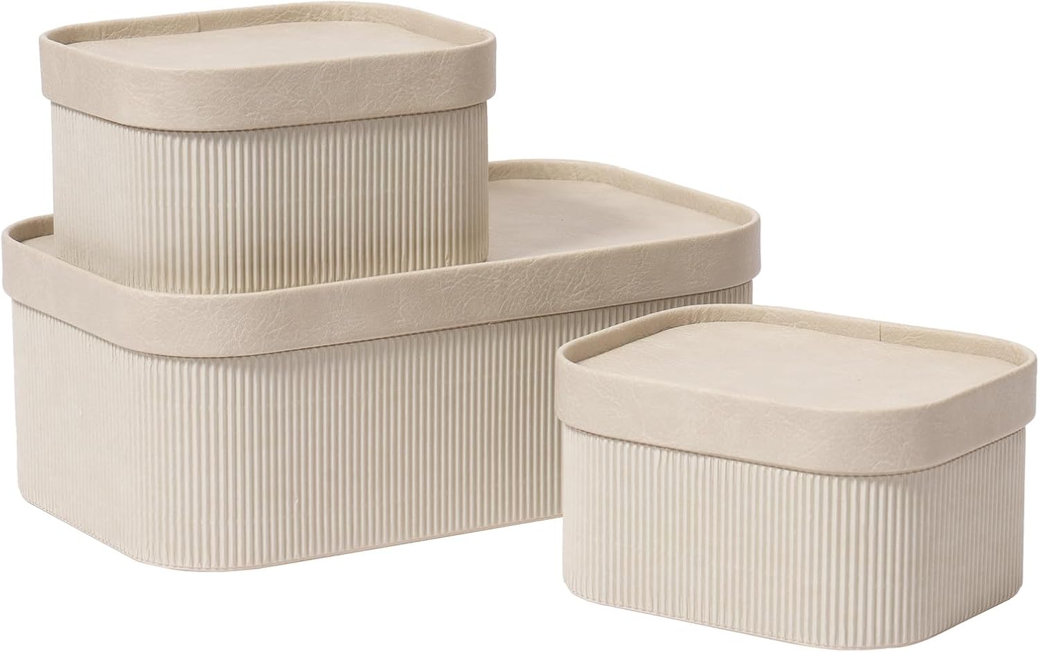 Beige Storage Basket — Set of 3 — Ivory