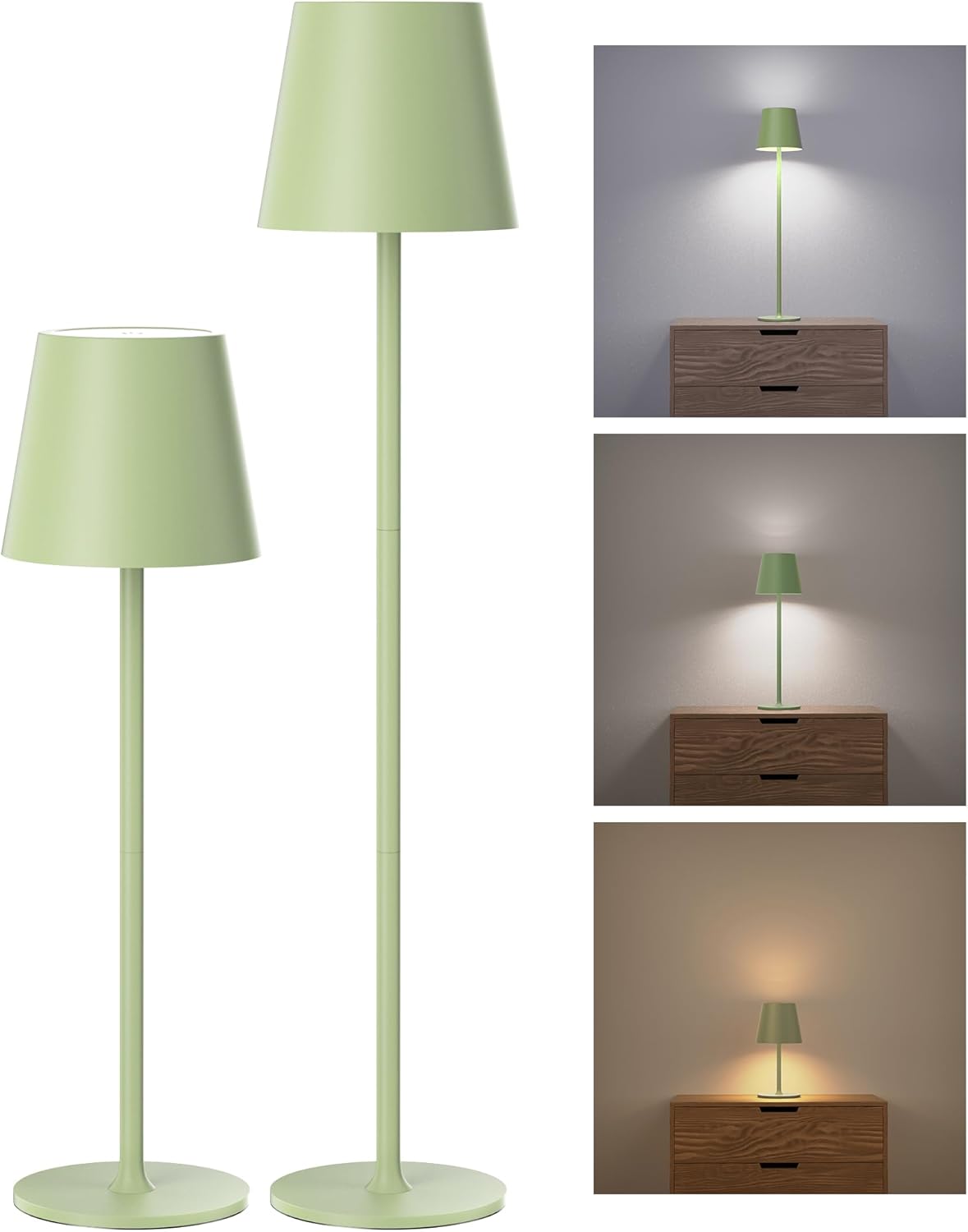 Cordless Black Table Lamp — 2 Pack-Round Base