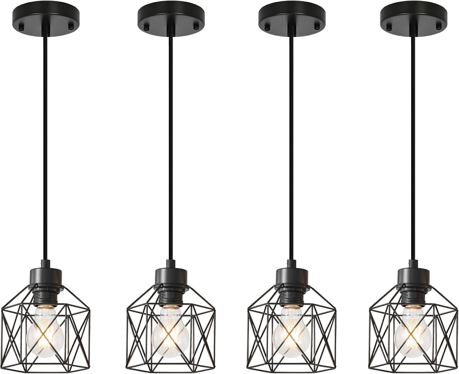 Farmhouse Black Pendant Light — 3-Light — Pendant Light 4 Packs
