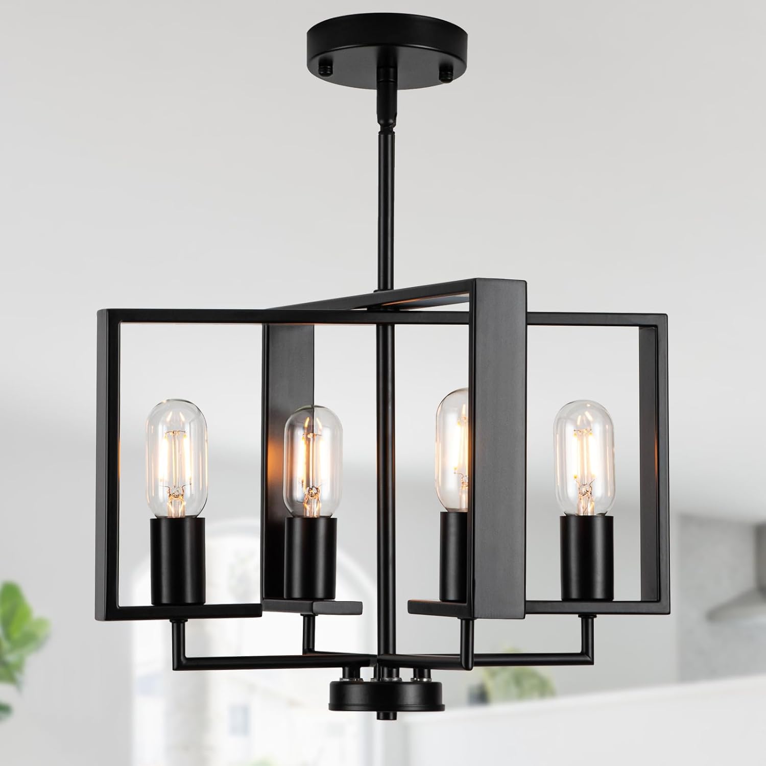 Adjustable Farmhouse Black Chandelier — 16.14" — Black 5