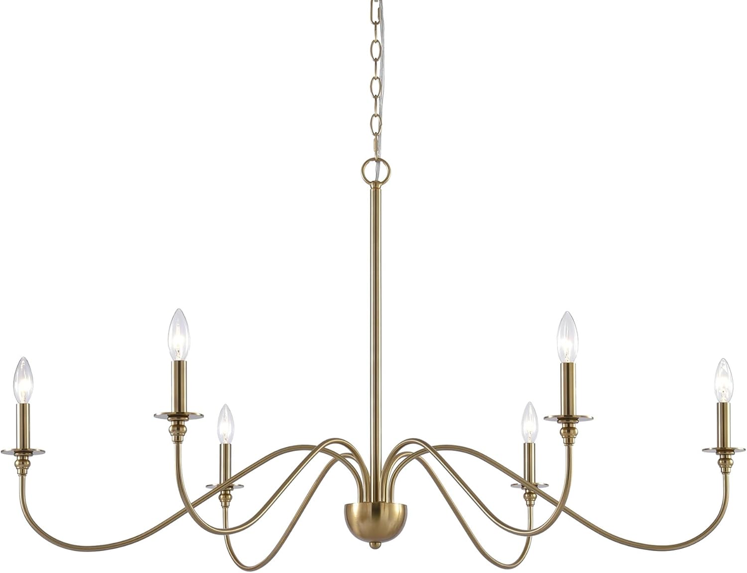 Farmhouse Black Chandelier — 6-Light — cool Brass