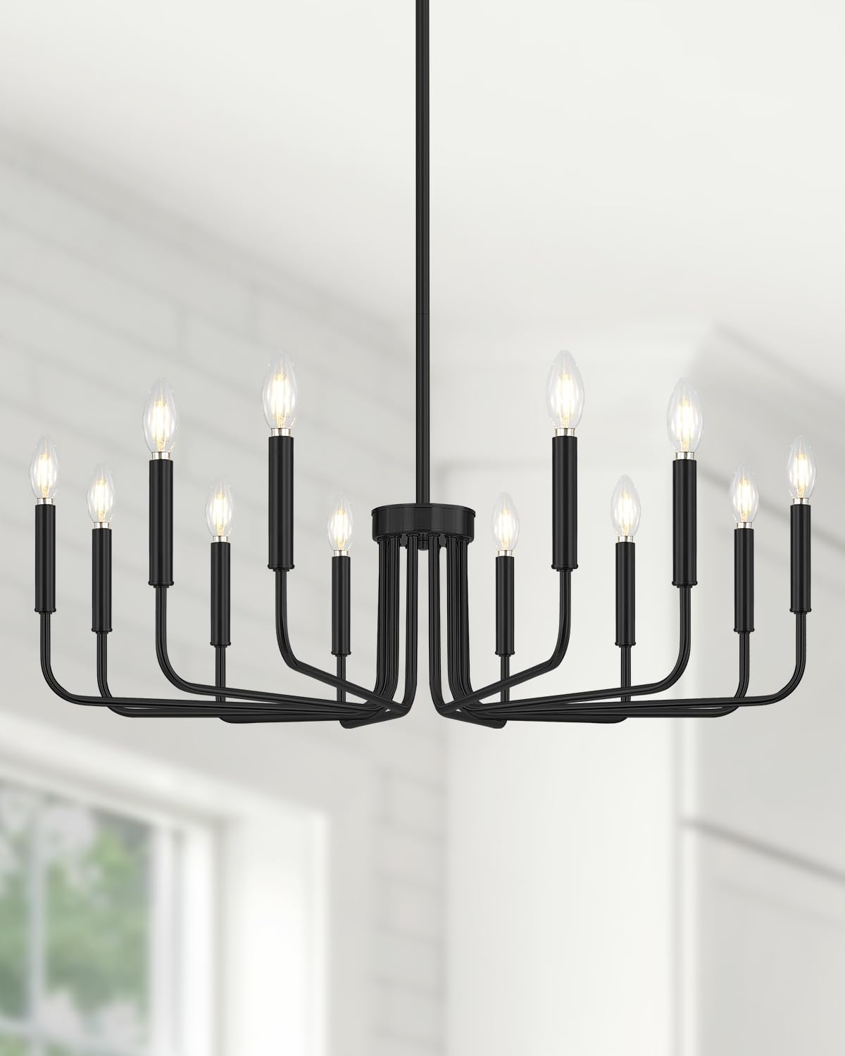 Farmhouse Black Chandelier — 8-Light — 35inch 12-Light(2026 Upgraded Version)