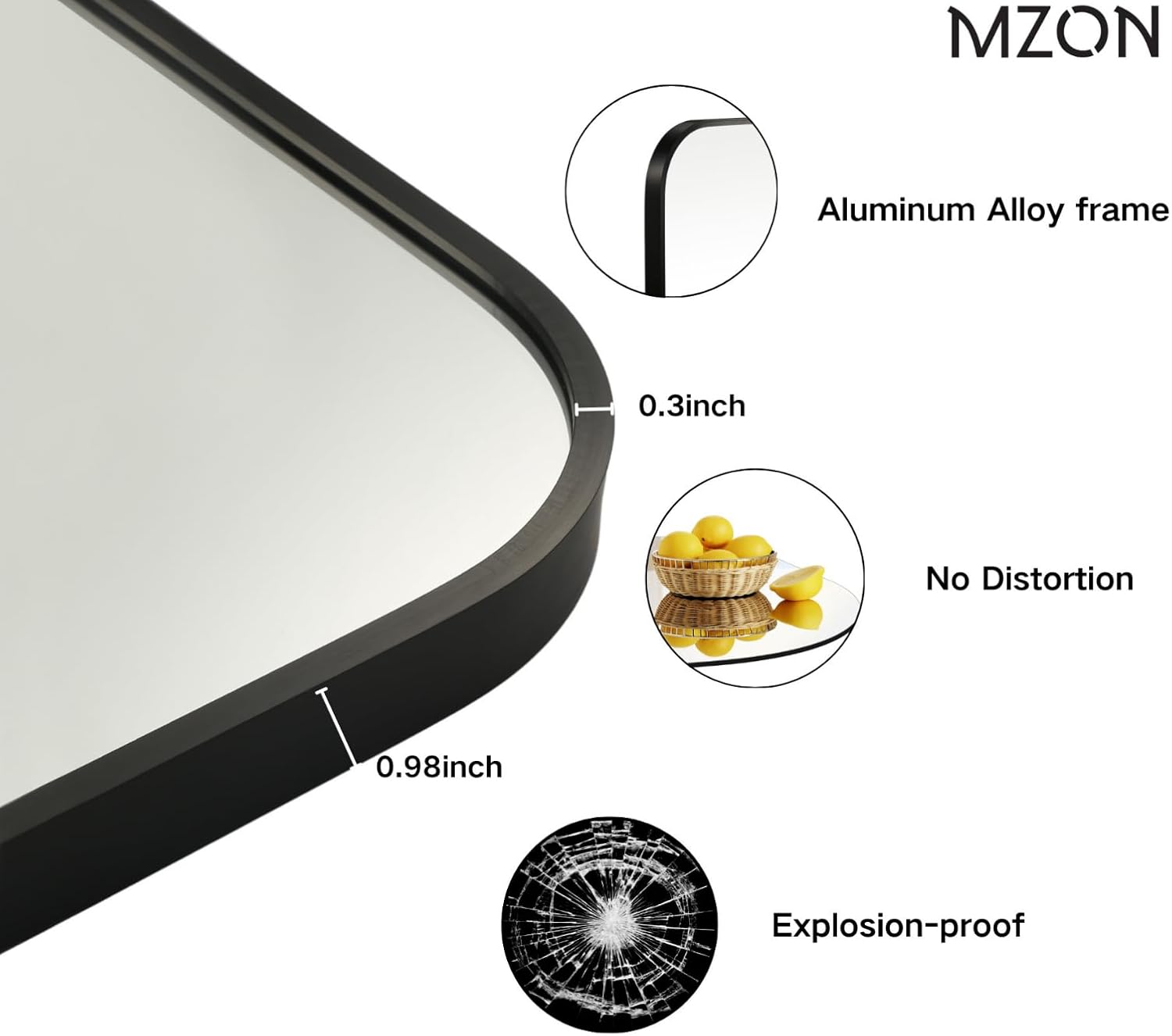 Luxe Black Wall Mirror — 36" - View 3