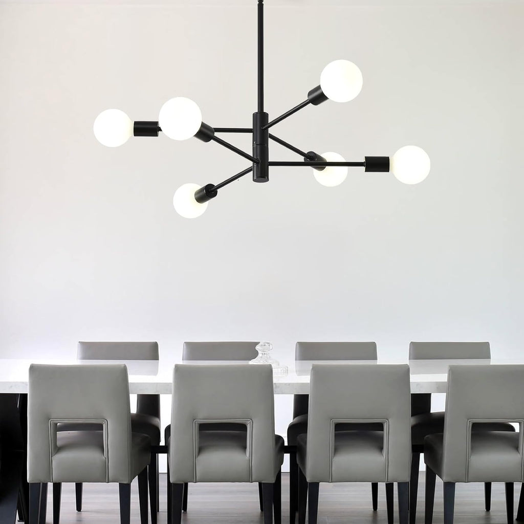 Adjustable Farmhouse Black Chandelier — 6-Light - View 8