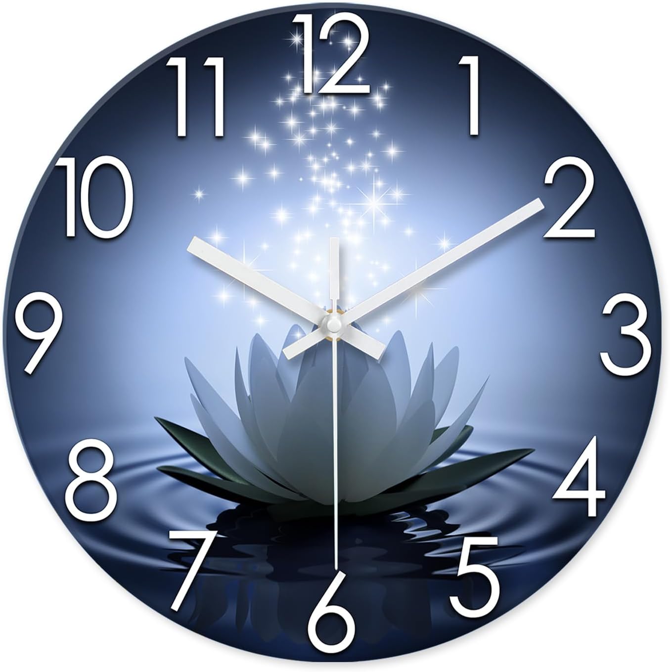 Battery Operated Modern Blue Wall Clock — 12" — White Lotus