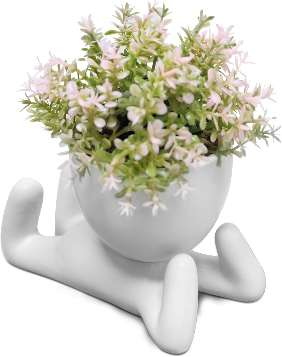 Beige Faux Succulent — Set of 1 — White-c