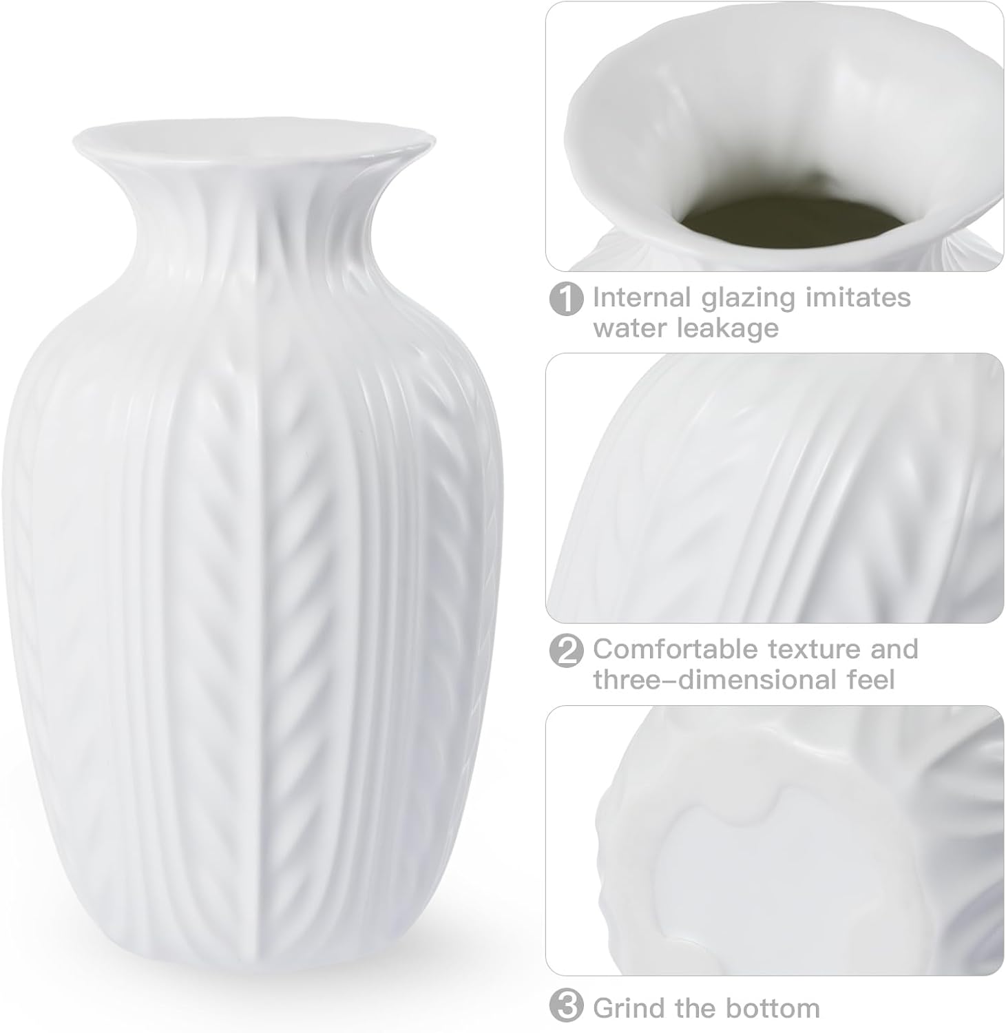 Farmhouse Beige Flower Vase — 10" - View 7
