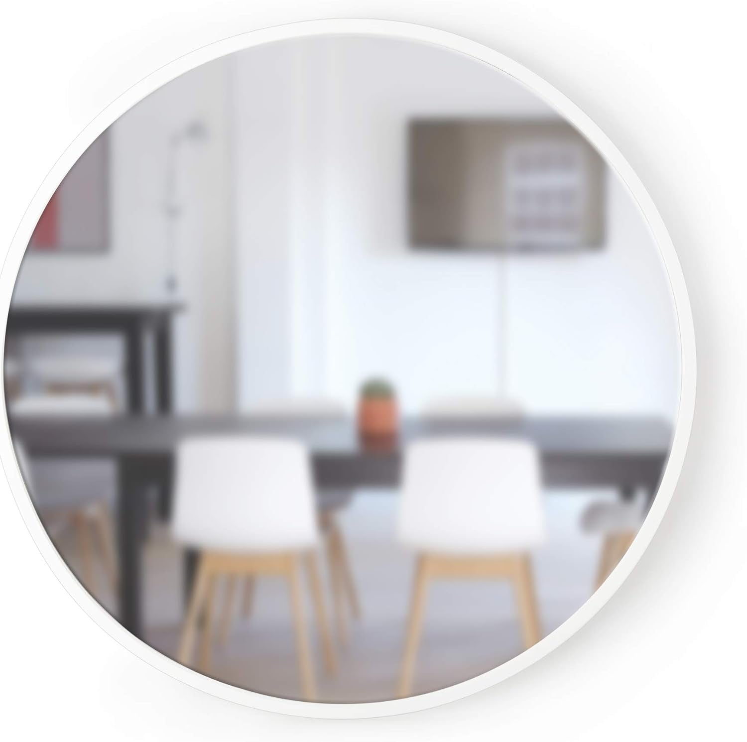 Round Modern Beige Wall Mirror — 37" — 37"L x 37"W