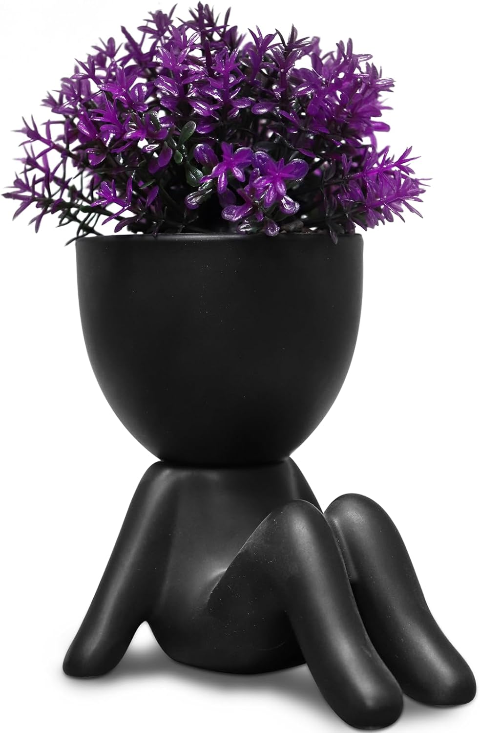 Beige Faux Succulent — Set of 1 — Black-g