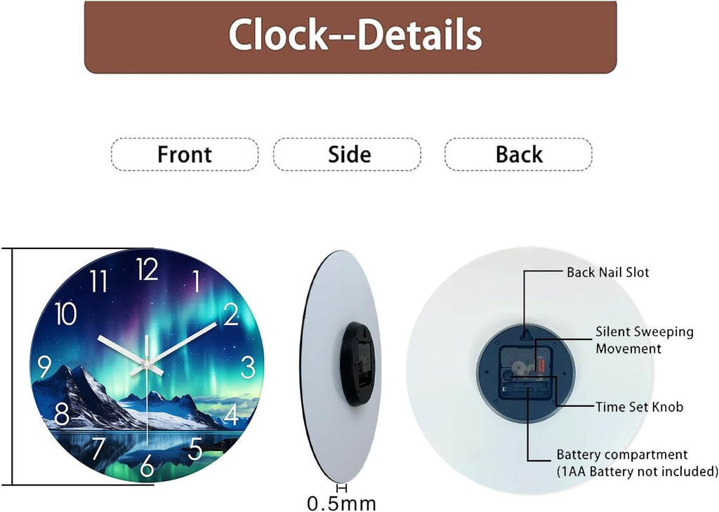 Battery Operated Modern Black Wall Clock — 16" - View 8