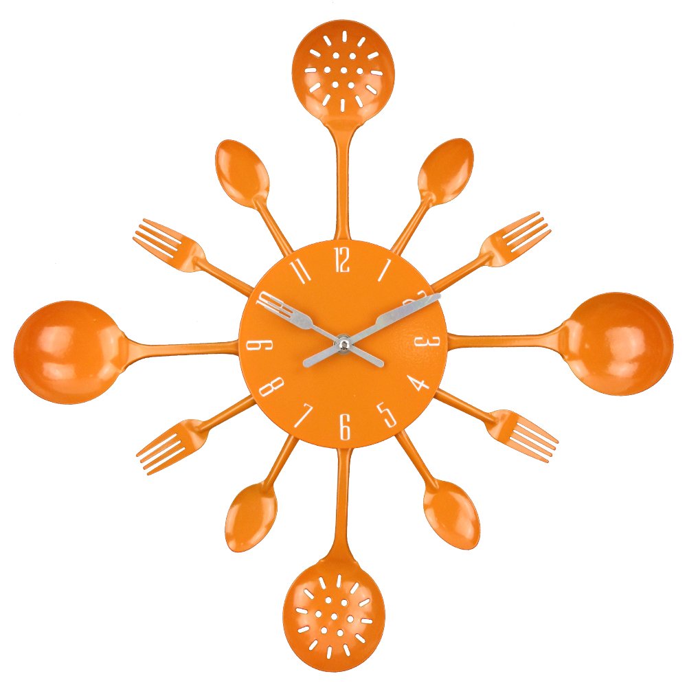 Antique Modern Orange Wall Clock — 16"
