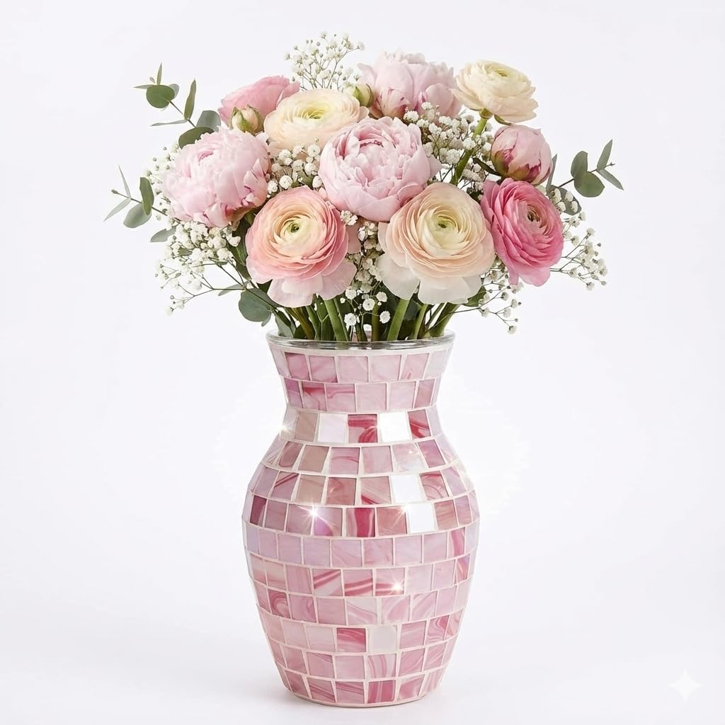 Modern Blue Flower Vase — 8" — Pink