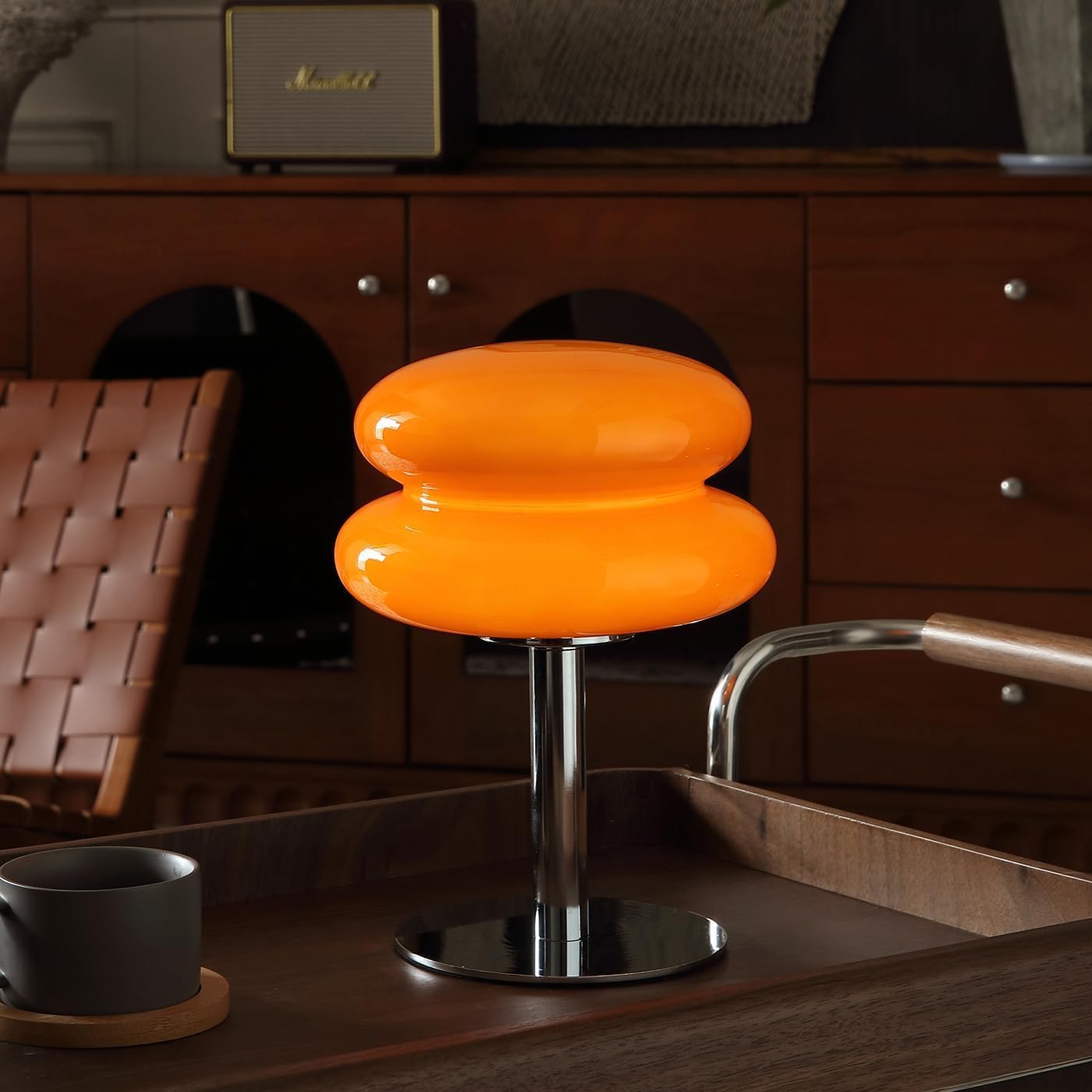 Dimmable Mid-Century Beige Desk Lamp — Orange