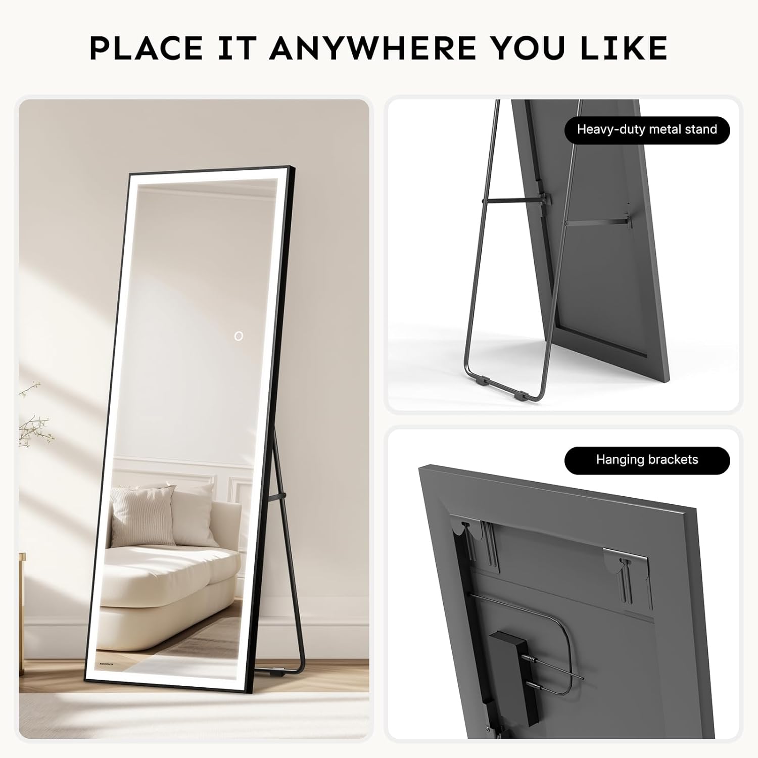 Adjustable Black Vanity Mirror — 56" - View 6