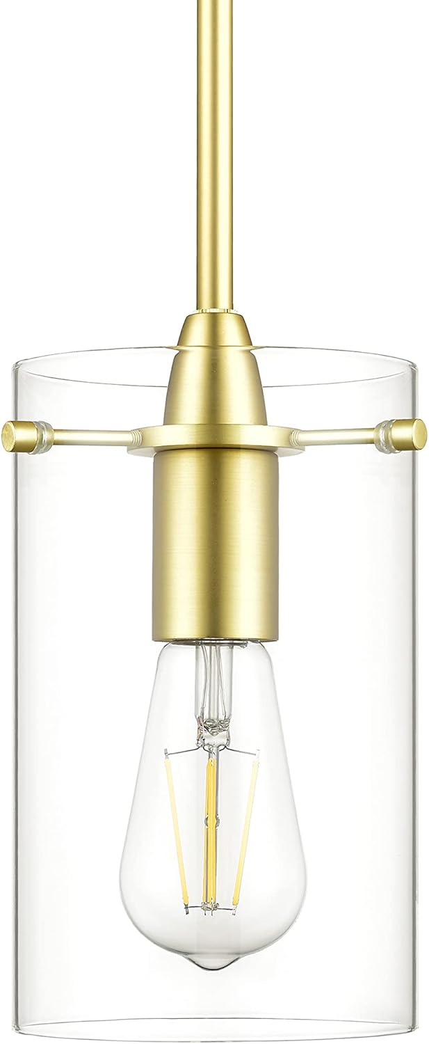 Black Pendant Light — Satin Brass