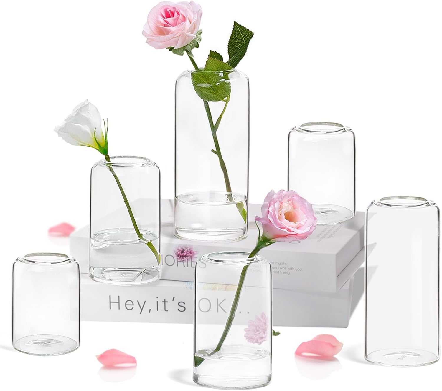 Modern Orange Vase — Set of 6 — Transparent