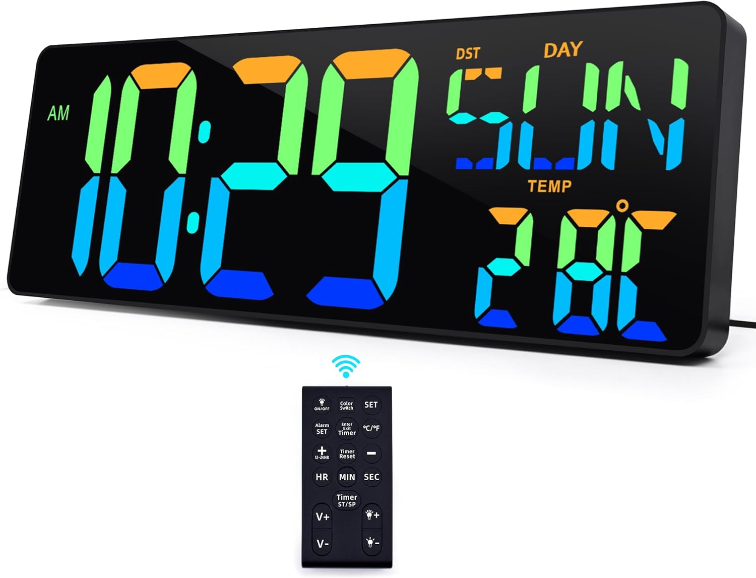Color Changing Blue Wall Clock — Rgb&remote-multi Color-16.5in