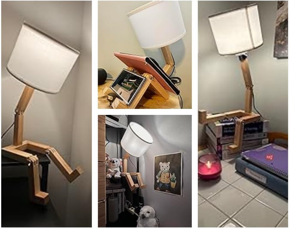 Adjustable Modern Wood Bedside Lamp — Set of 2 - View 3
