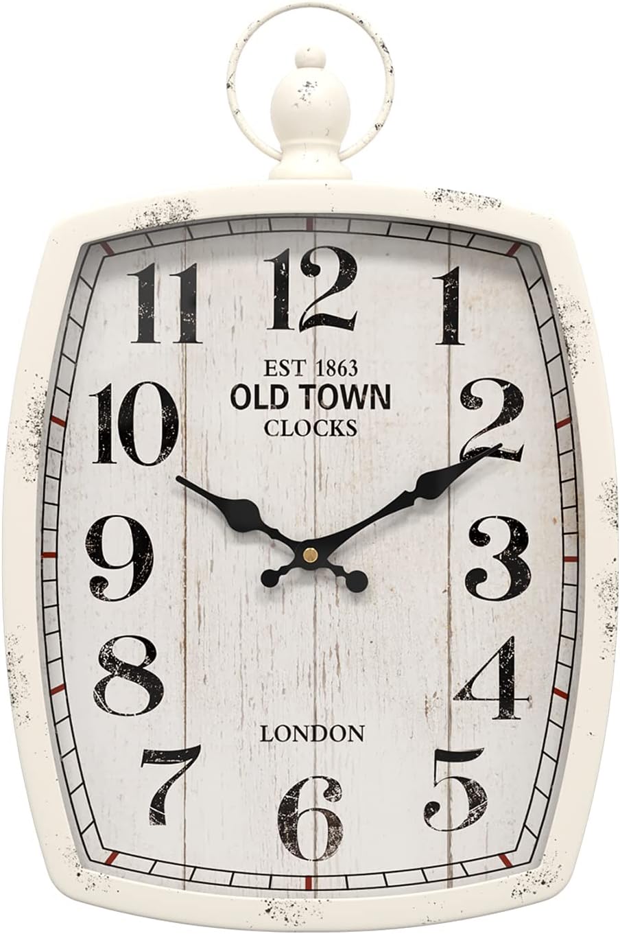 Battery Operated Farmhouse Black Wall Clock — 15.5" — White