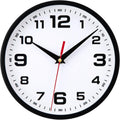 Battery Operated Modern Black Wall Clock — 8" — Black