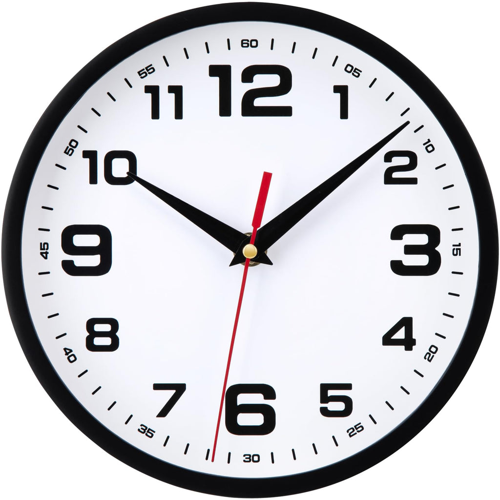 Battery Operated Modern Black Wall Clock — 8"