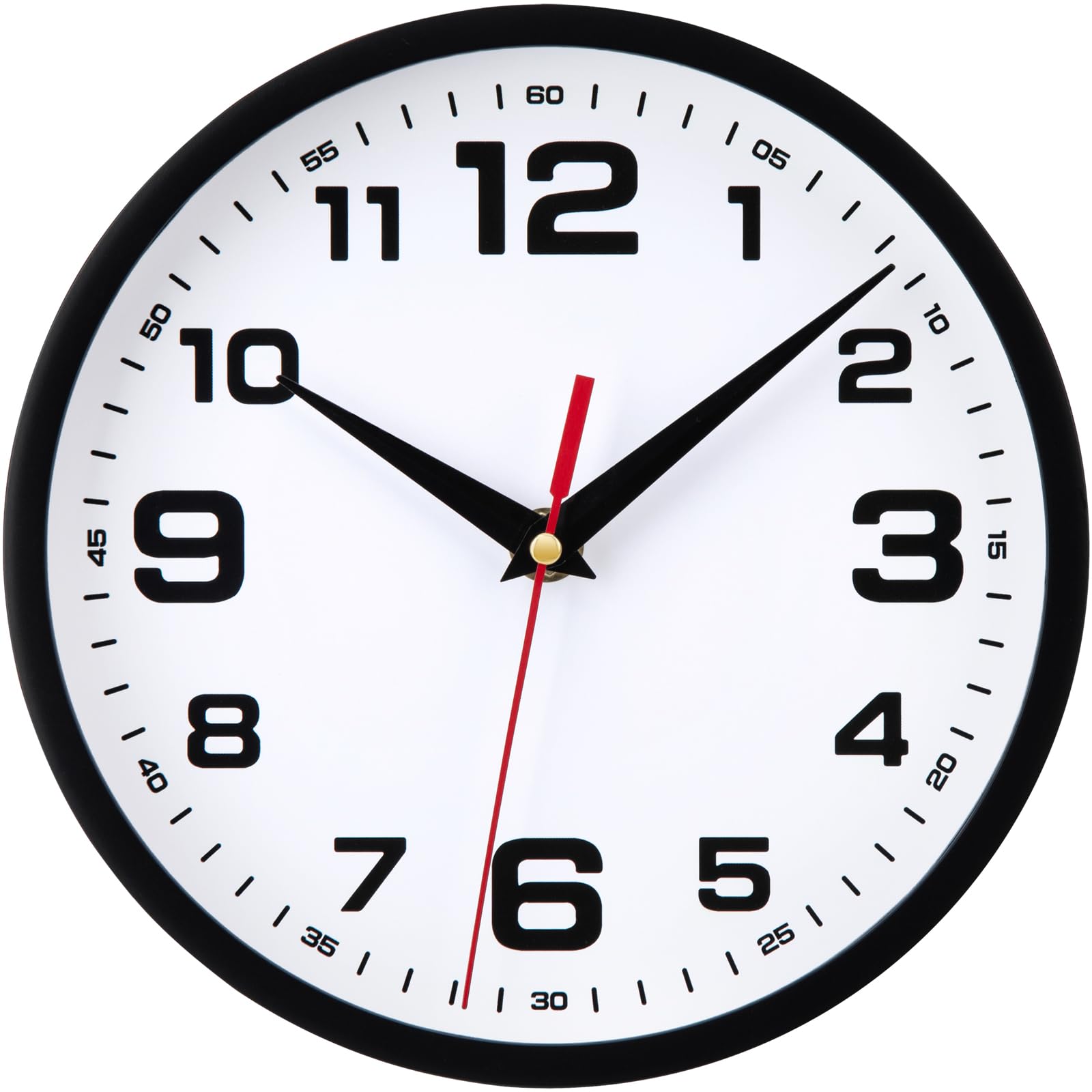 Battery Operated Modern Black Wall Clock — 8"
