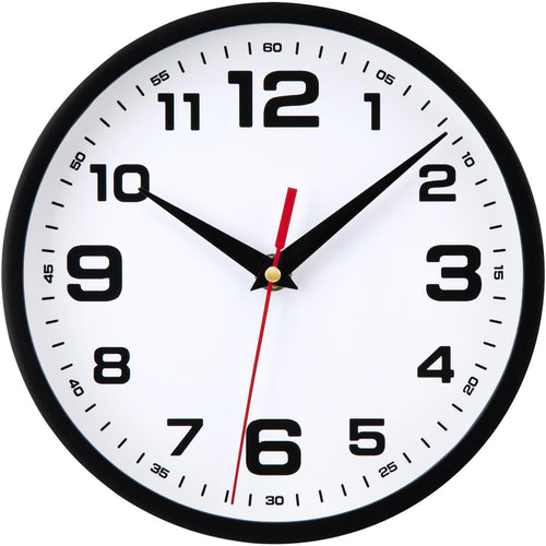 Battery Operated Modern Black Wall Clock — 10"