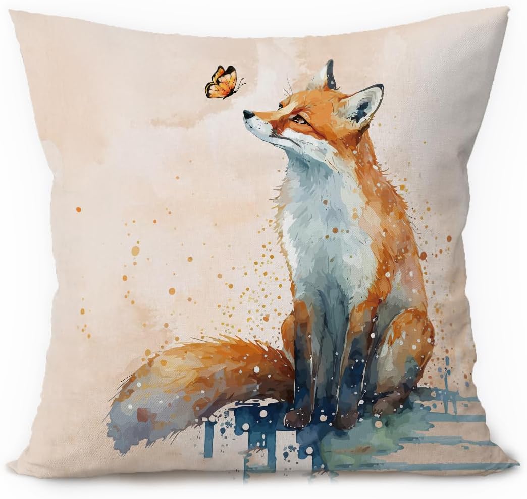 Boho Blue Pillow Cover — 18x18 — Fox