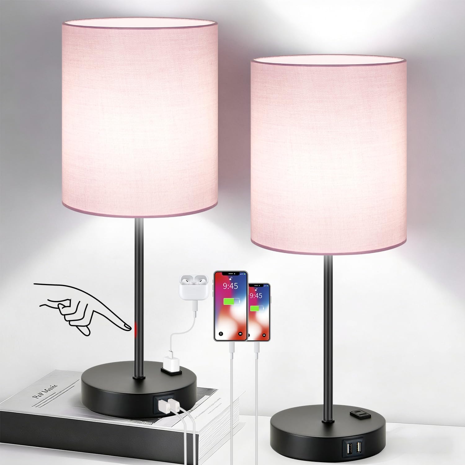 Dimmable Beige Smart Bulb — Set of 2 — (2 Pack)Pink & Black(Base)-5000K Bulbs Included