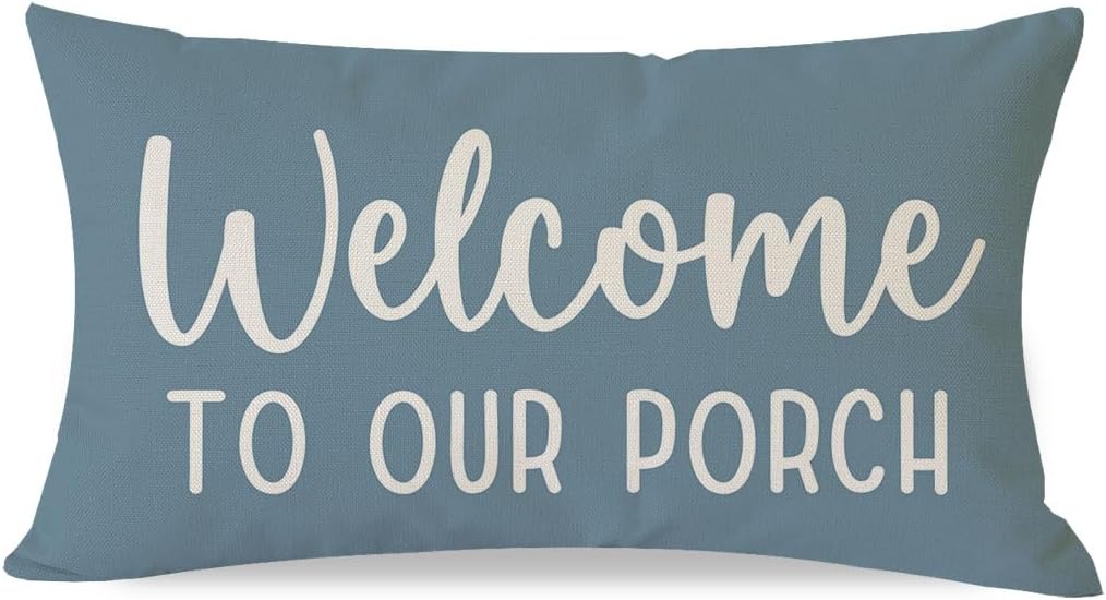 Lumbar Boho Beige Throw Pillow Cover — 20" — Dusty Blue