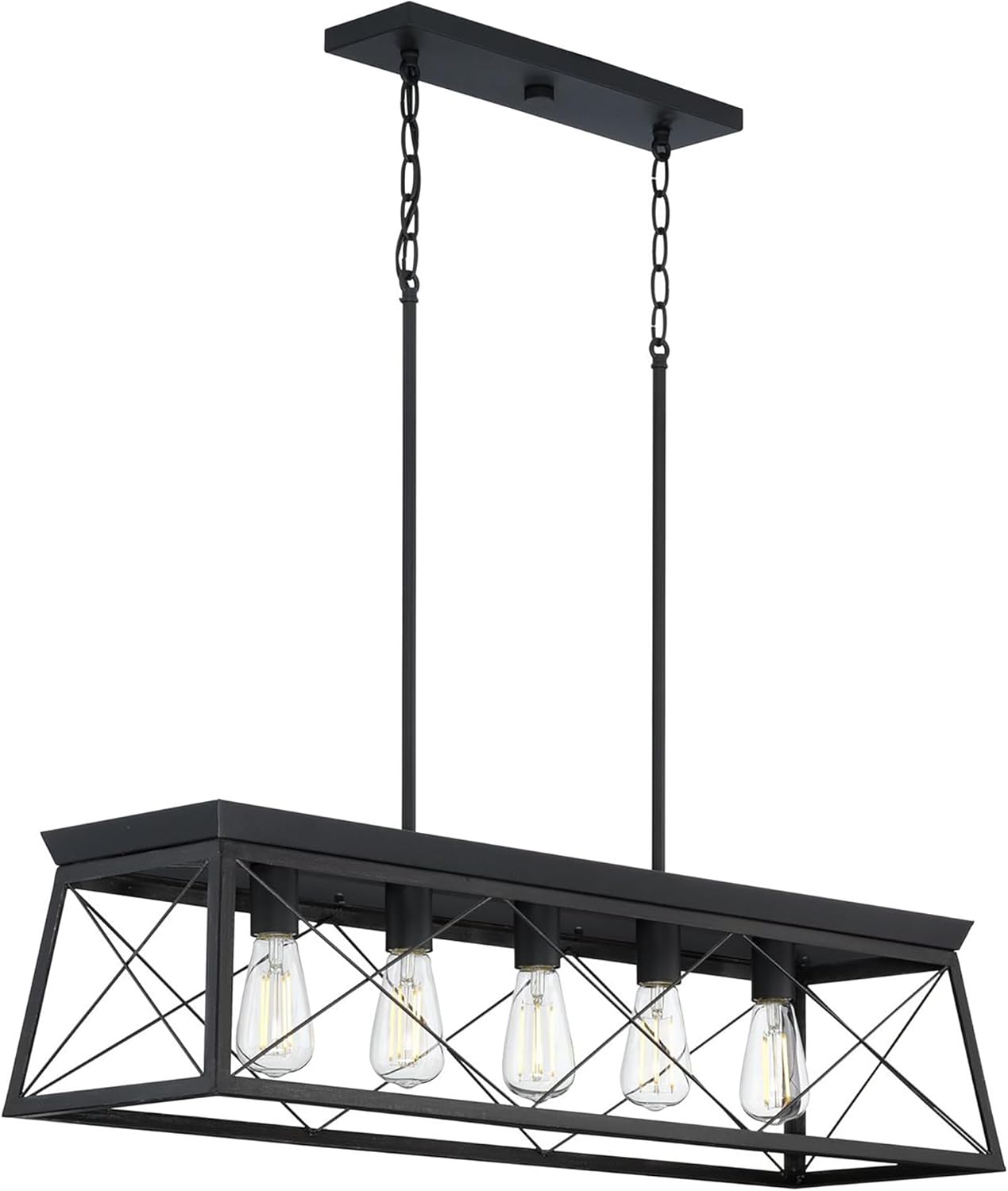 Farmhouse Black Chandelier — 5-Light — Textured Black