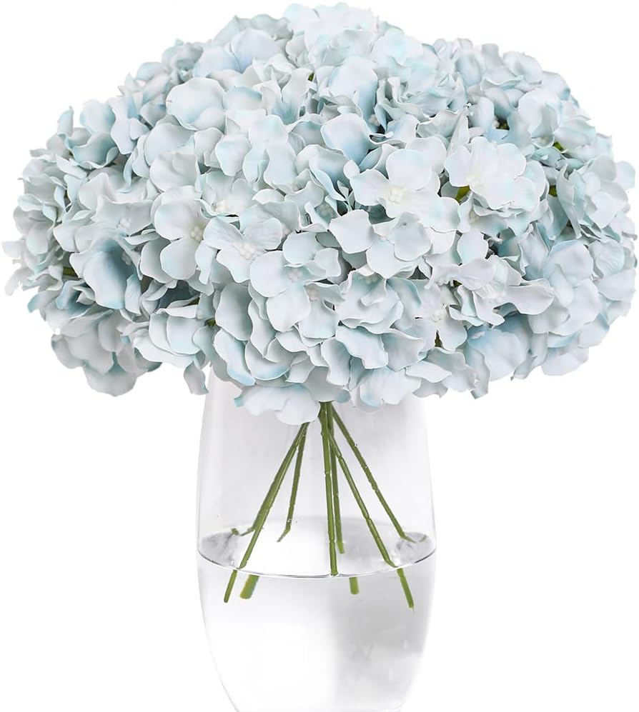 Black Artificial Flowers — Light Blue