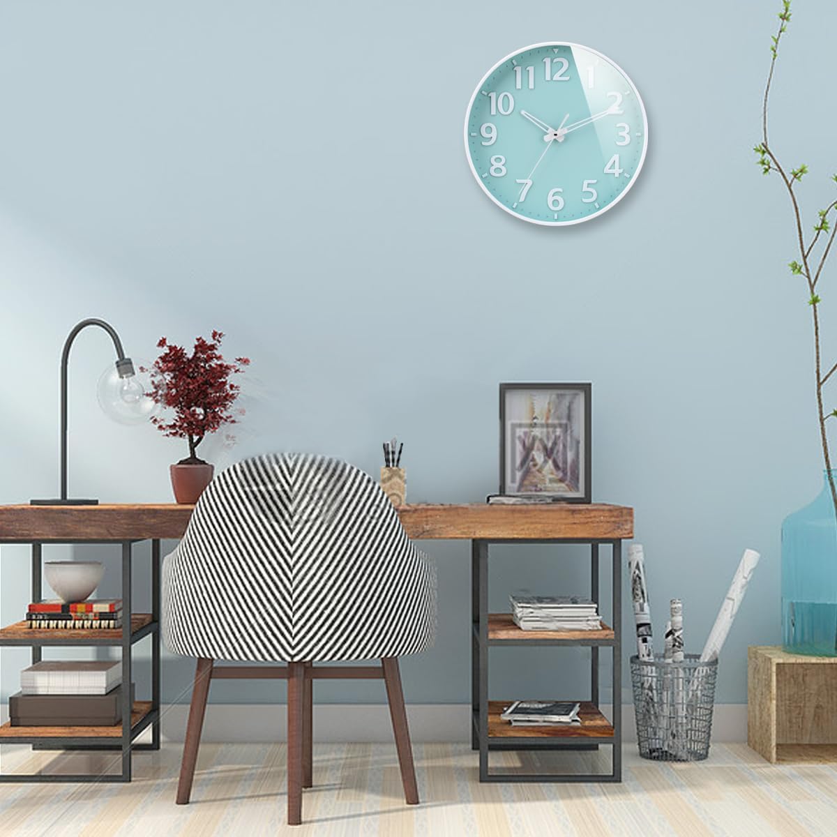 Battery Operated Modern Black Wall Clock — 12" - View 7