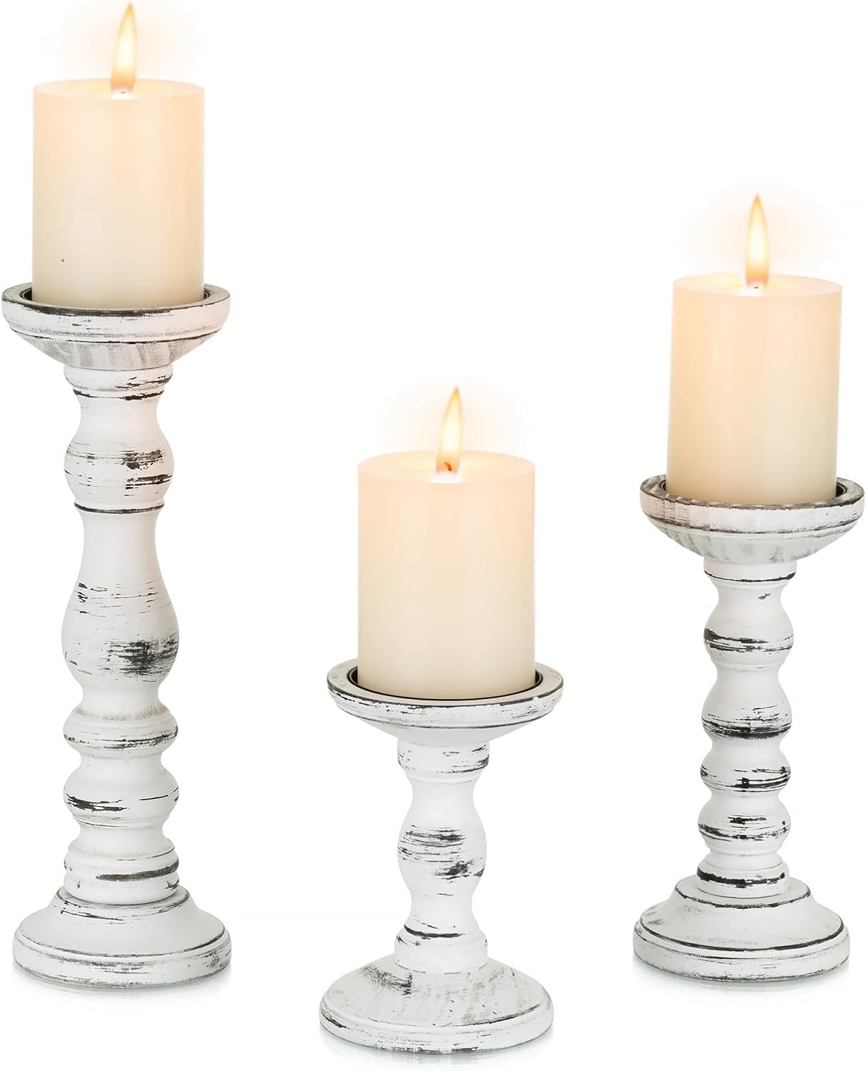 Farmhouse Black Candle — Set of 3 — White Black