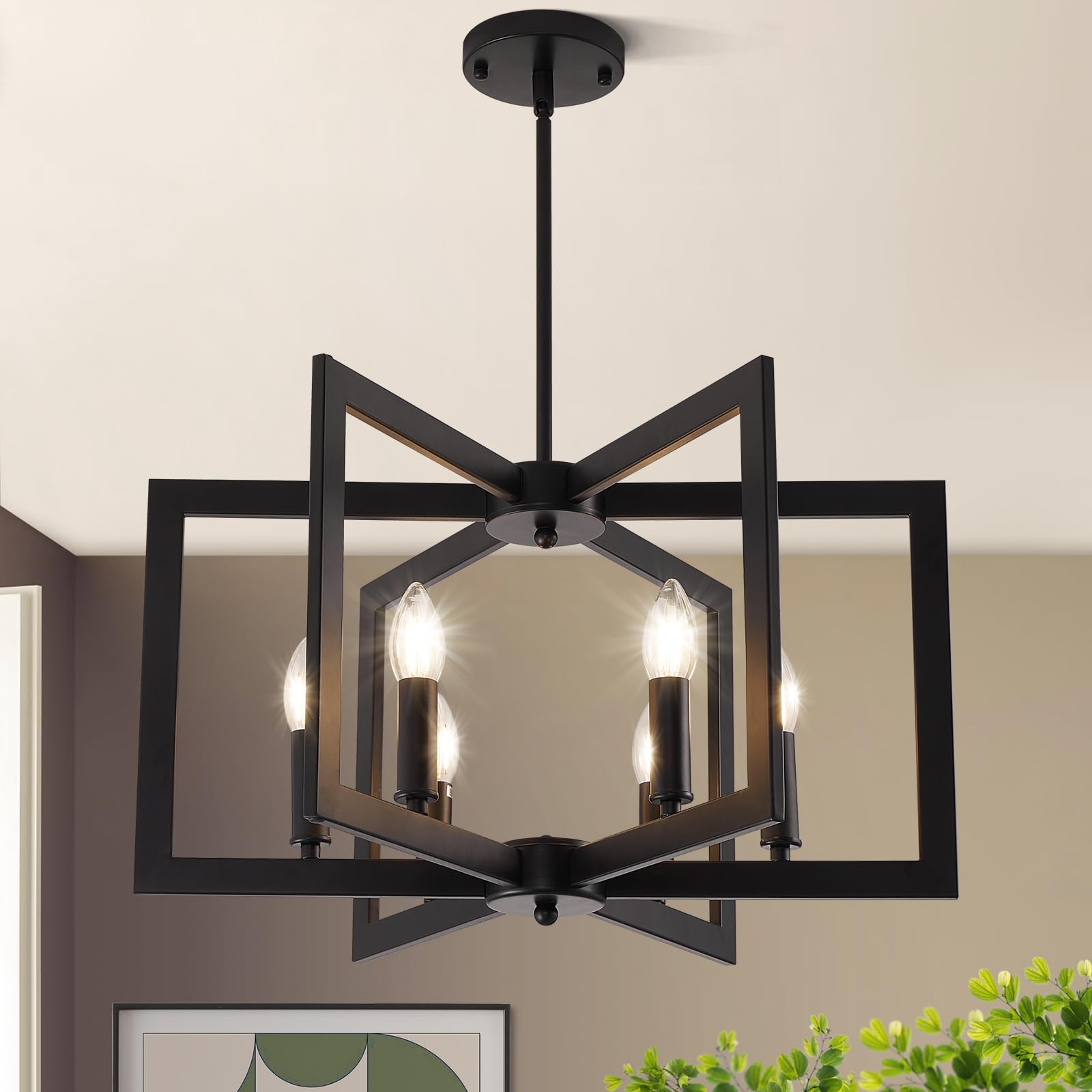 Farmhouse Black Chandelier — 6-Light