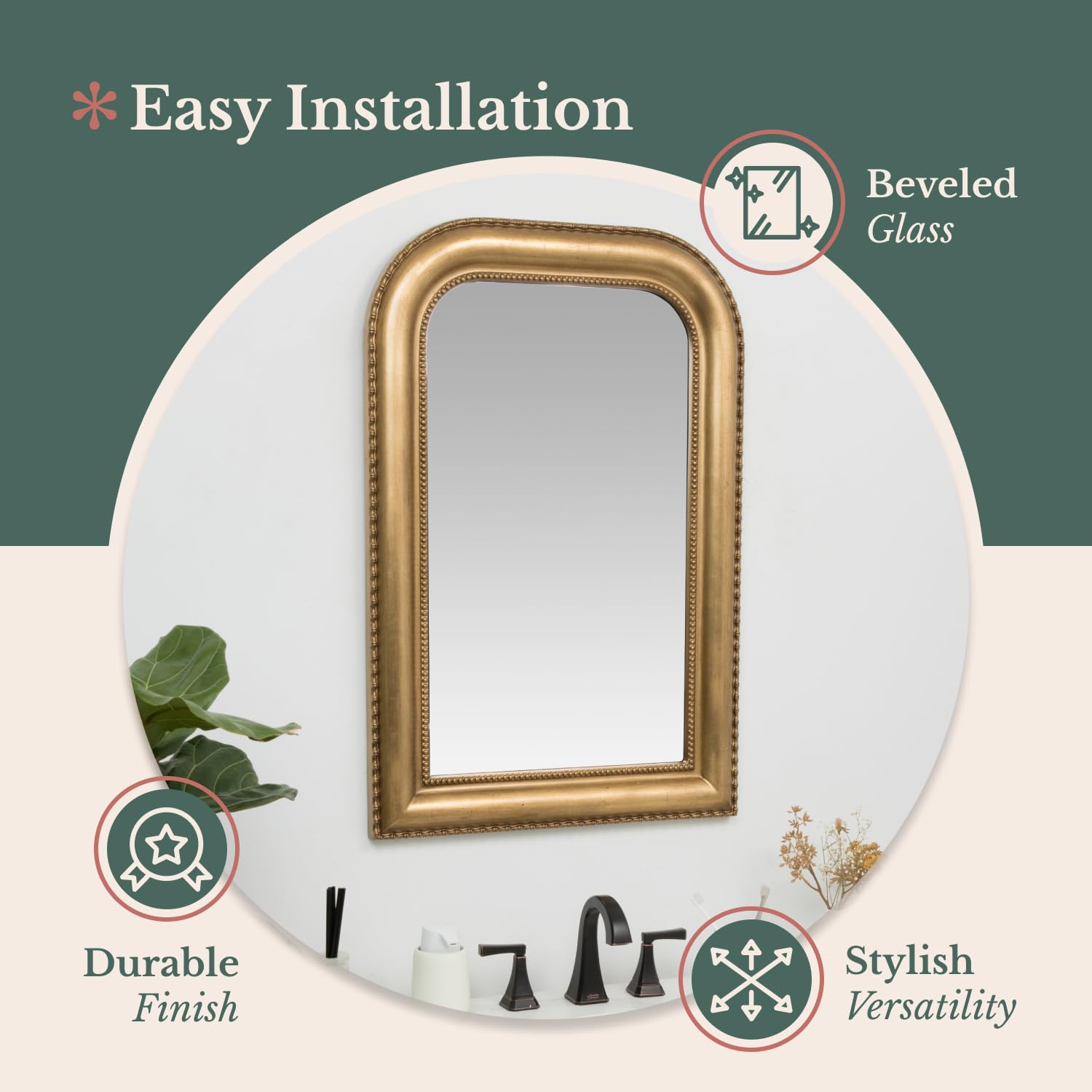 Framed Luxe Glass Wall Mirror — 36" - View 5