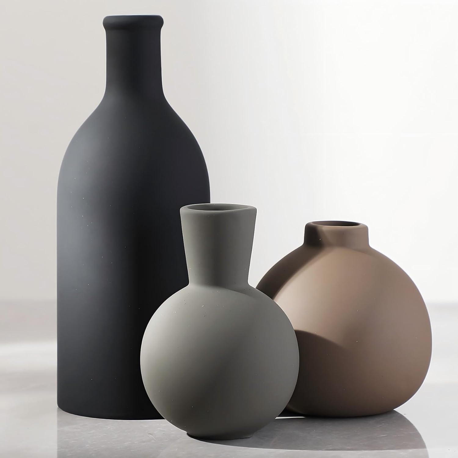 Farmhouse Brown Vase Set — Set of 3 — Multicolor - Larger