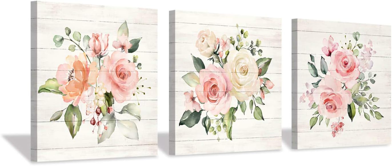 Black Wall Art — 16" — Roses Bouquet