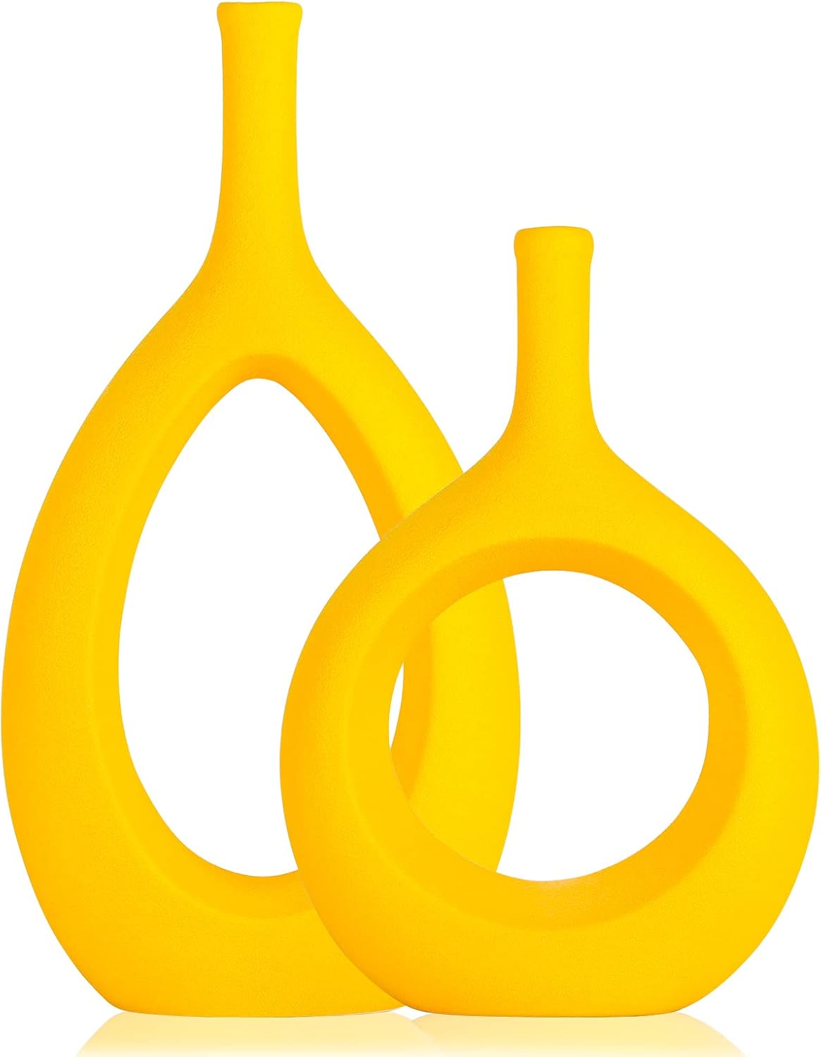 Boho Black Decorative Vase — Set of 2 — Yellow